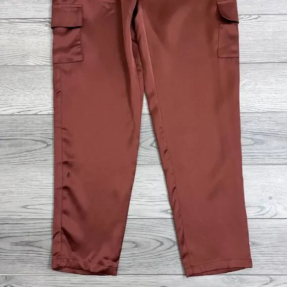 Bailey 44 Womens Size M Brown Satin Cargo Taper High Waisted Trouser NEW Pants - Picture 8 of 8
